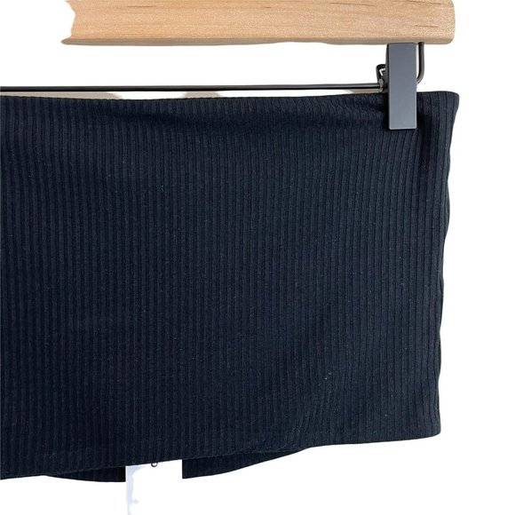 Topshop black ribbed lined cropped strapless bandeau tube top 8 or medium - Picture 6 of 12